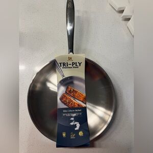 Lexi Home 10in/25cm Tri-Ply Stainless Steel Skillet Pan Aluminum Core Oven Safe